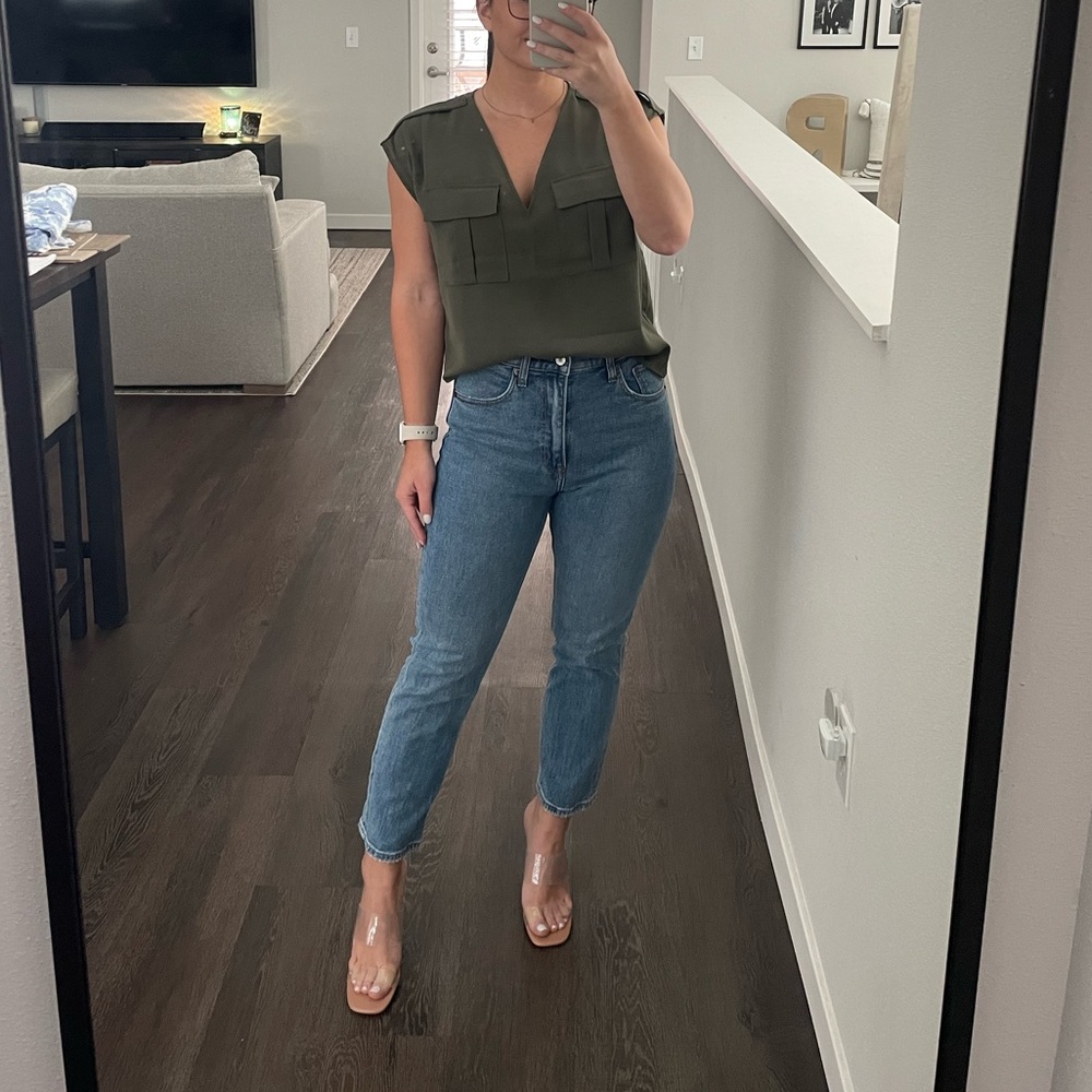 Army green Express blouse